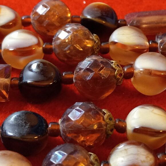 Vintage Western Germany Three Strand Beaded Necklace - Picture 7 of 7